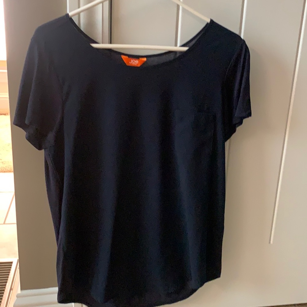 Navy rayon tee with pocket
